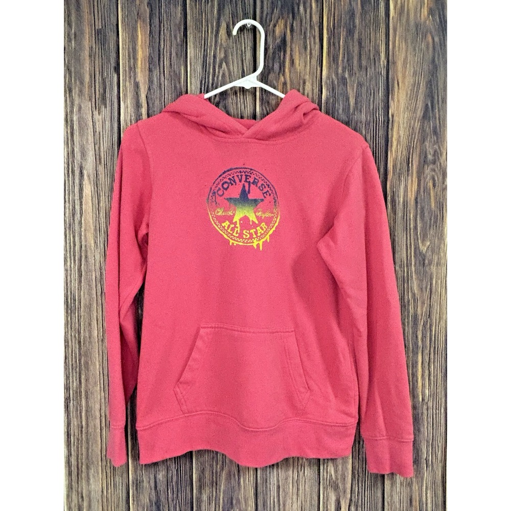 Converse Pullover Hoodie Youth XL Hot Pink Hooded Sweater Long Sleeve Graphic